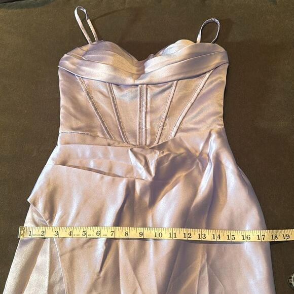 Women’s Purple Full Length Prom Party Dress Criss Cross Straps Leg Slit Size 4 - Picture 12 of 13